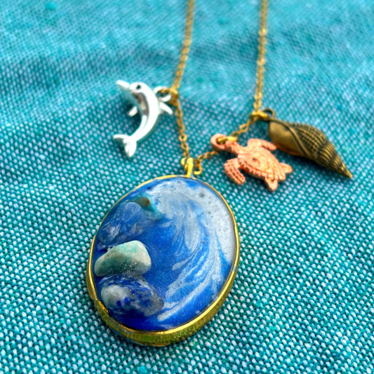 Amuleto de Rán – Collar Único con Lapislázuli, Amazonita, Aventurina Azul y Apatita💙⚓️