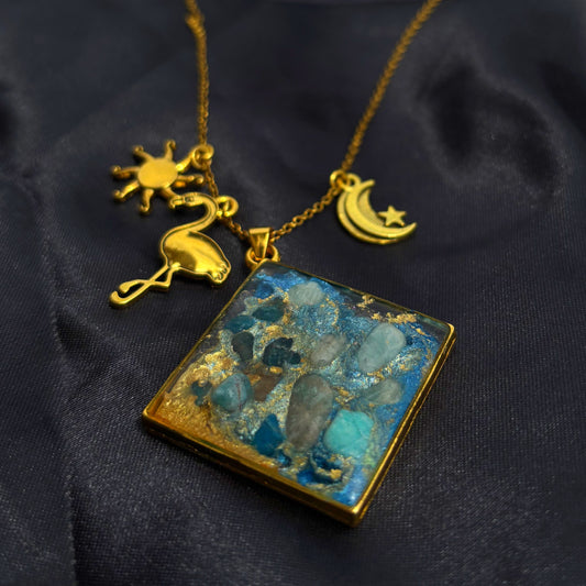 ✨ Collar Talismán “Sueños de Agua” YEMAYÁ – Apatita Azul y Amazonita