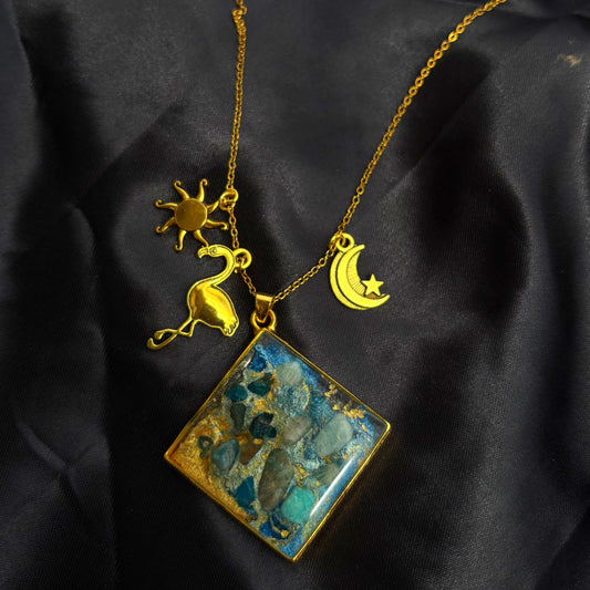 ✨ Collar Talismán “Sueños de Agua” YEMAYÁ – Apatita Azul y Amazonita